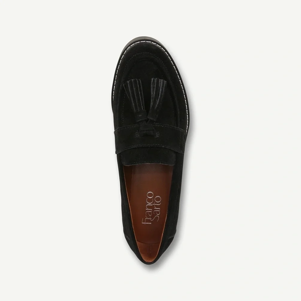 Franco Sarto CAROLYNN Tassel Loafer - Black Suede 6.5